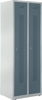 Garderobenspind, Drehriegelverschluss Korpus lichtgrau, Türen blaugrau,