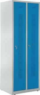 Garderobenspind, Zylinderschloss, Korpus lichtgrau, Türen lichtblau,