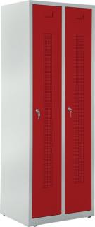 Garderobenspind, Zylinderschloss, Korpus lichtgrau, Türen rubinrot,