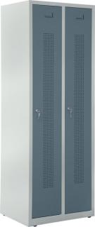 Garderobenspind, Zylinderschloss, Korpus lichtgrau, Türen blaugrau,