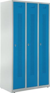 Garderobenspind, Drehriegelverschluss Korpus lichtgrau, Türen lichtblau,