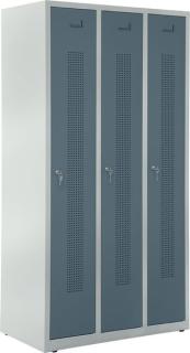 Garderobenspind, Zylinderschloss, Korpus lichtgrau, Türen blaugrau,