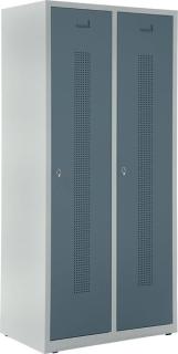 Garderobenspind, Drehriegelverschluss Korpus lichtgrau, Türen blaugrau,