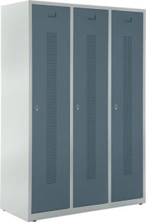 Garderobenspind, Drehriegelverschluss Korpus lichtgrau, Türen blaugrau,