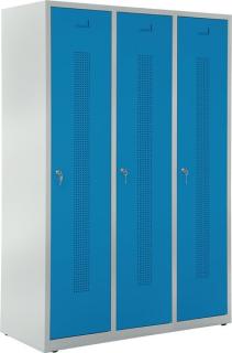 Garderobenspind, Zylinderschloss, Korpus lichtgrau, Türen lichtblau,