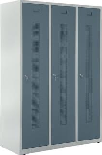 Garderobenspind, Zylinderschloss, Korpus lichtgrau, Türen blaugrau,