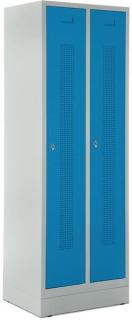 Garderobenspind, Drehriegelverschluss Korpus lichtgrau, Türen lichtblau,