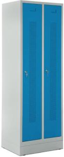 Garderobenspind, Zylinderschloss, Korpus lichtgrau, Türen lichtblau,