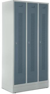 Garderobenspind, Drehriegelverschluss Korpus lichtgrau, Türen blaugrau,