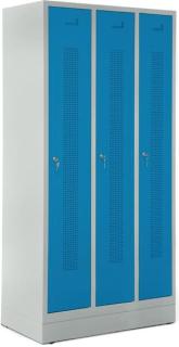 Garderobenspind, Zylinderschloss, Korpus lichtgrau, Türen lichtblau,