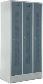 Garderobenspind, Zylinderschloss, Korpus lichtgrau, Türen blaugrau,