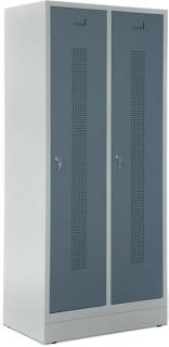 Garderobenspind, Zylinderschloss, Korpus lichtgrau, Türen blaugrau,