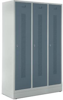 Garderobenspind, Drehriegelverschluss Korpus lichtgrau, Türen blaugrau,