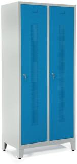Garderobenspind, Zylinderschloss, Korpus lichtgrau, Türen lichtblau,