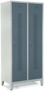 Garderobenspind, Zylinderschloss, Korpus lichtgrau, Türen blaugrau,