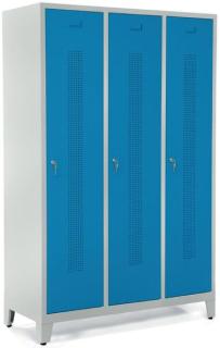 Garderobenspind, Zylinderschloss, Korpus lichtgrau, Türen lichtblau,