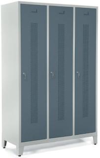 Garderobenspind, Zylinderschloss, Korpus lichtgrau, Türen blaugrau,