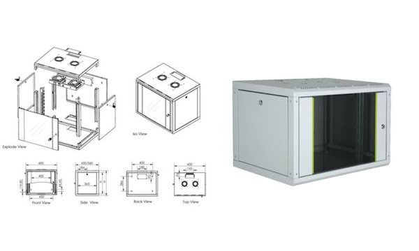 DIGITUS 19" Wandschrank 20HE 6/6 Digitus (Halbpalette)