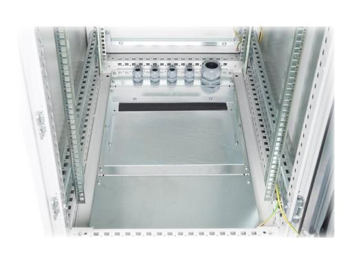 DIGITUS 24HE Netzwerkschrank Indoor IP55 1300x600x800mm Hartglastür inkl. Socke