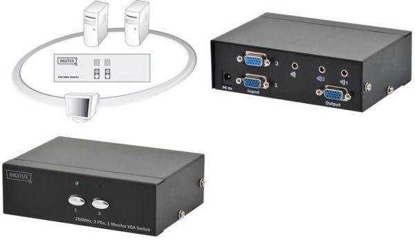 DIGITUS 2 Port VGA-Switch Digitus Professional DS-44100-1 1920 x 1080 Pixel