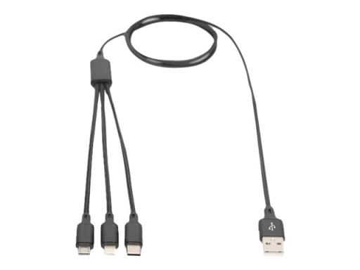 DIGITUS 3-in-1 Ladekabel USB A Lightning + Micro USB + USB-C