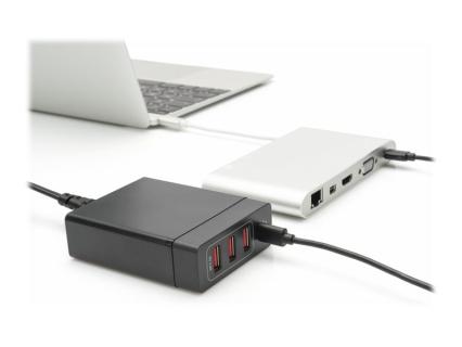 DIGITUS 4-Port USB-Ladeadapter 72W 1x USB-C PD 5 9 15 20V/3A 3x USB-A 5V/2.4A s