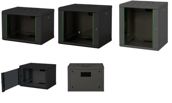 DIGITUS 48,3cm 19Zoll Wandschrank 12HE RAL9005 schwarz H624mmxB600mmxT450mm mit