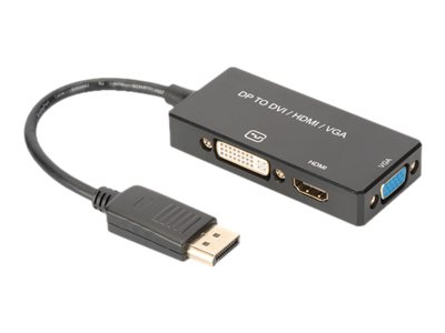 DIGITUS ASSMANN DisplayPort Konverterkabel DP - HDMI+DVI+VGA St-Bu/Bu/Bu 0,2m 3
