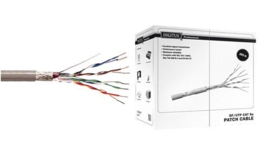 DIGITUS CAT 5e SF-UTP Roh-Patchkabel Länge 100 m Box AWG 26/7 PVC Simplex Farbe