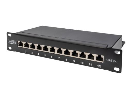 DIGITUS Cat.6A Patch Panel, geschirmt, 12-Port, 10",schwarz