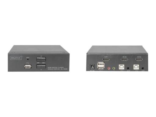 DIGITUS DS-12870 2+1 Port KVM-Umschalter HDMI Fernbedienung, Tastatur 3840 x 21
