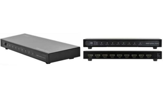 DIGITUS HDMI Splitter 8-Port 1080p 3D HDMI High Speed 2.25 Ghz/225 MHz Metallge