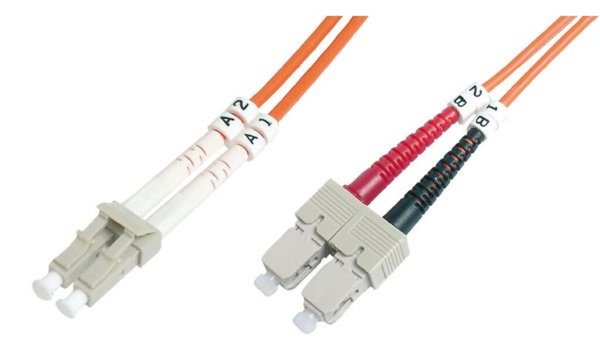 DIGITUS LWL Patchkabel LC/SC 50/125µm 3m Multimode Duplex Halogenfrei bis 1Gbit