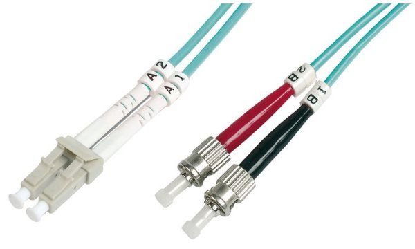 DIGITUS LWL Patchkabel LC/ST 50/125um 1m Multimode Duplex Halogenfrei mit Messp