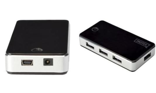 DIGITUS USB-HUB DIGITUS 7-port, USB2.0, extern, schw Klavierlack,+NT