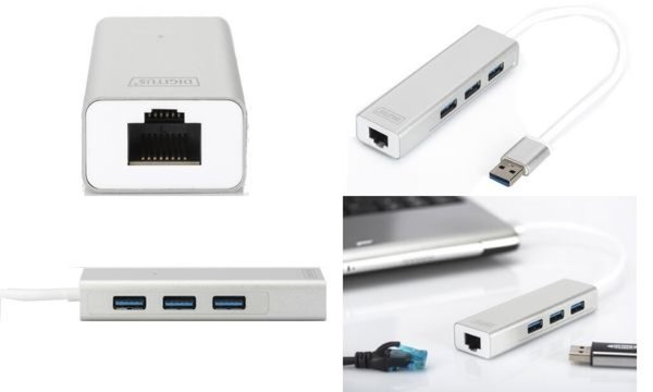 DIGITUS USB 3.0 3-Port HubundLAN-Adapt