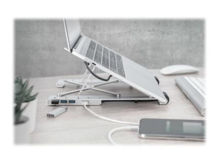 DIGITUS Variabler Notebook-Ständer integr. USB-C Hub,5-Port