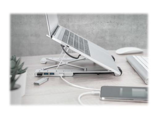 DIGITUS Variabler Notebook-Ständer integr. USB-C Hub,5-Port