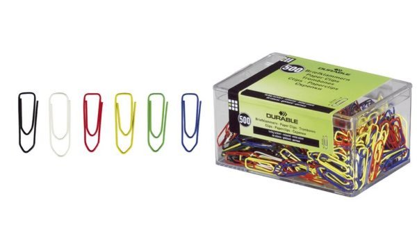 DURABLE Büroklammern, farbig lackiert, 26 mm farbig sortiert in den Farben: sch