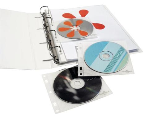 DURABLE CD/DVD-Hüllen für Ringbücher 10er-Set 5239-19 Transparent, Weiß 1 CD/DV