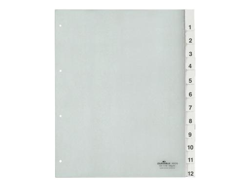 DURABLE Kunststoff-Register, A4, 12-teilig, transparent aus Hartfolie, überbrei