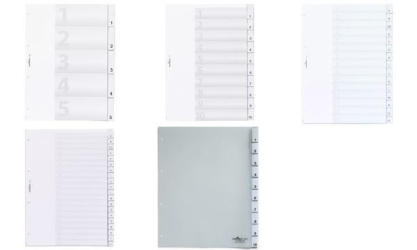DURABLE Kunststoff-Register, A4, 15-teilig, transparent aus Hartfolie, mit Eins