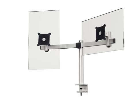 DURABLE Monitorhalterung für 2 Monitore Tischklemme Silber