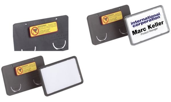 DURABLE Namensschild Clip-Card, mit Magnet, 75 x 40 mm mit farbigem Rahmen und 