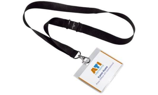 DURABLE Namensschild, mit Textilband 20, 90 x 60 mm, schwarz aus transparenter 