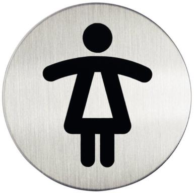 DURABLE Pictogramm "WC-Damen", Durchmesser: 83 mm, silber selbstklebend, aus Ed