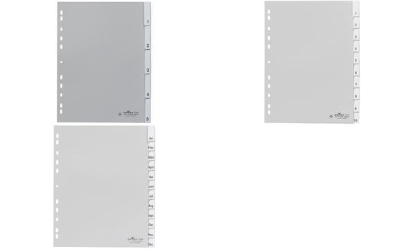 DURABLE Register 6440 DIN A4 1-5 Polypropylen Grau 5 Registerblätter umschweißt