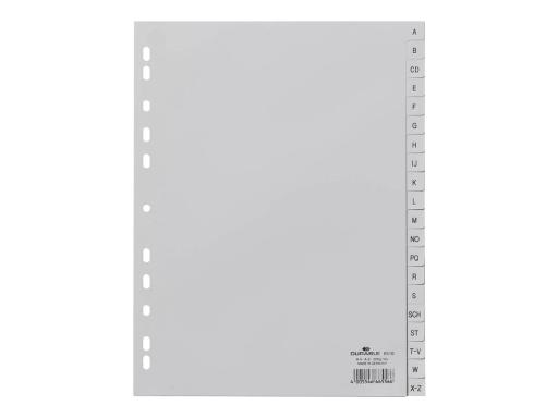 DURABLE Register 6510 DIN A4 A-Z Polypropylen Grau 20 Registerblätter geprägte 
