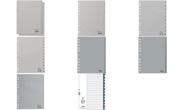 DURABLE Register 6524 DIN A4 1-15 Polypropylen Grau 15 Registerblätter geprägte