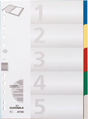 DURABLE Register 6730 DIN A4 blanko Polypropylen Mehrfarbig 5 Registerblätter 6